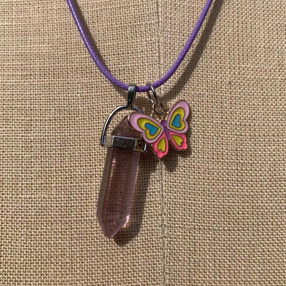 Handmade Dagger Resin Crystal Amulet Necklace & Butterfly Charm - Picture 3 of 9